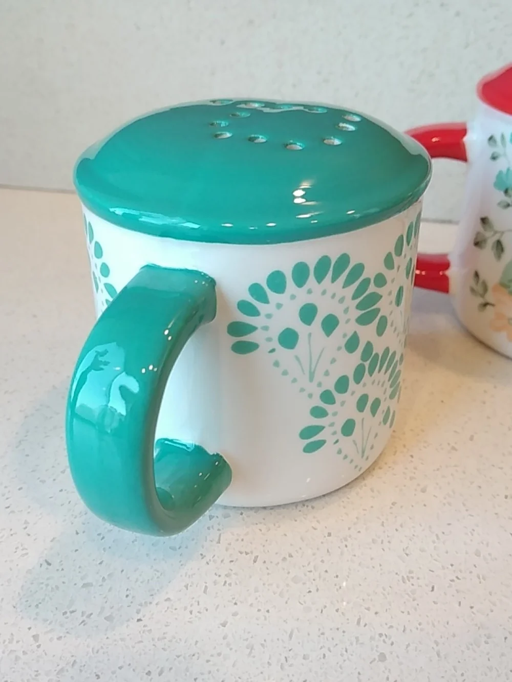 Vintage The Pioneer Woman Floral Roses & Teal Patterned Ceramic Shakers